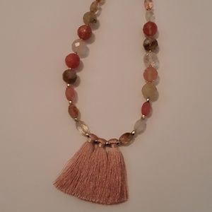 Necklace 3 Tassel & Genuine Gemstone Handmade